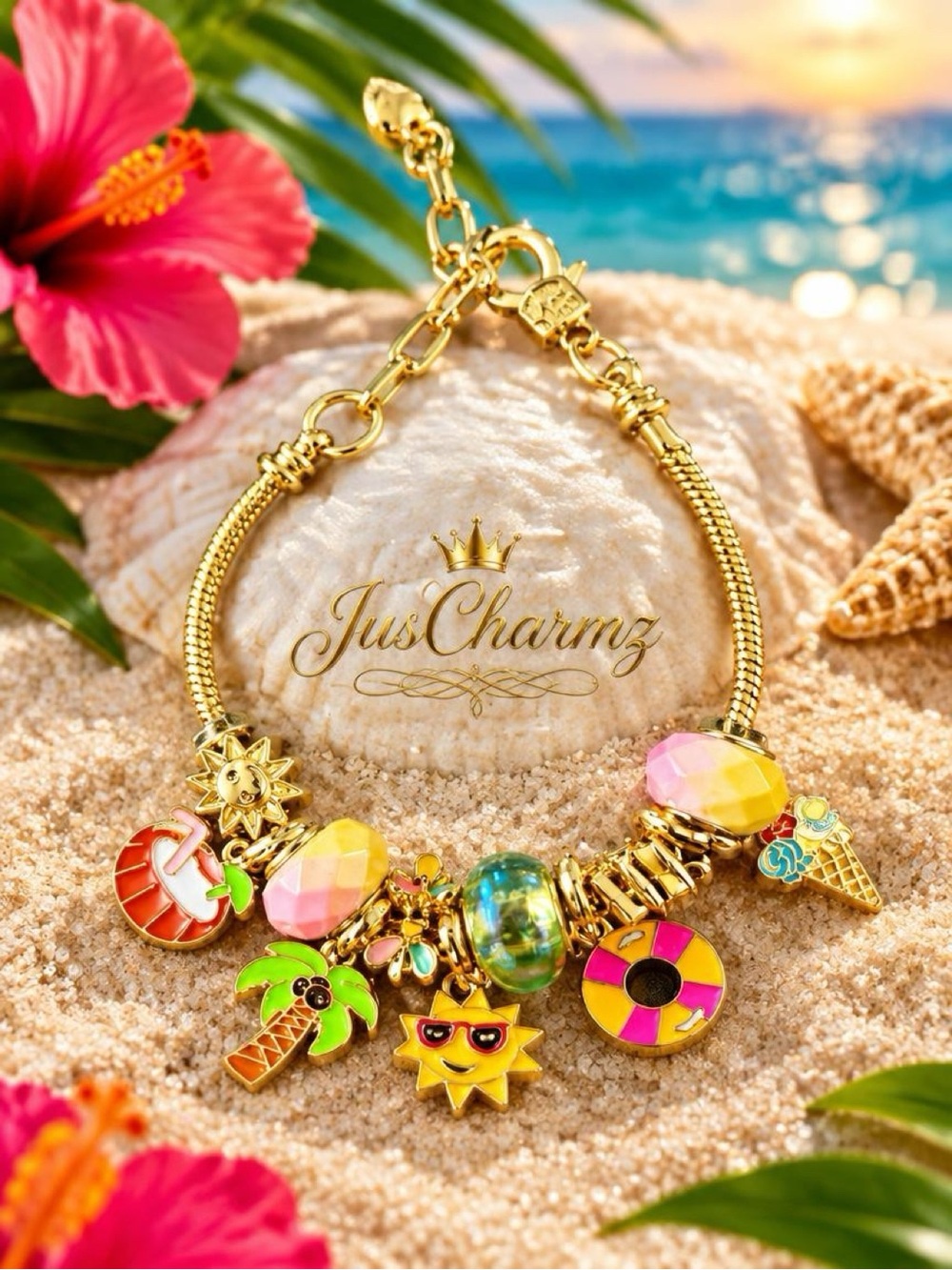 Tropical Beach Summer Charm Bracelet